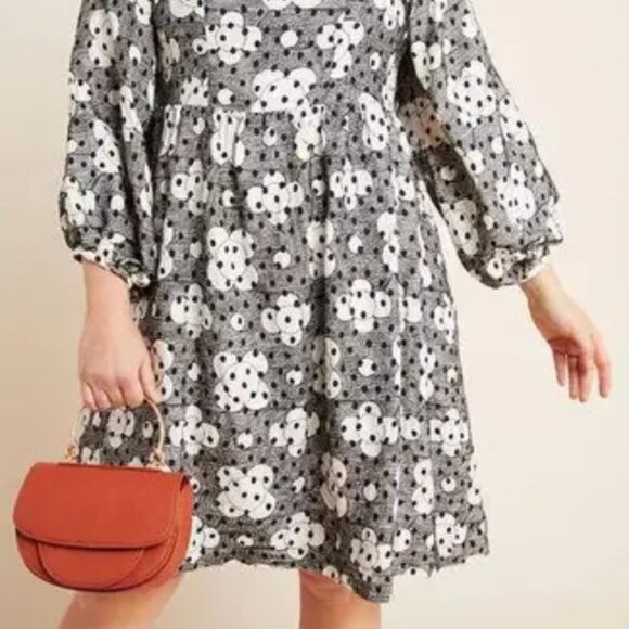 Anthropologie Jane Textured Floral Babydoll Dress – Size 2 - Picture 5 of 7